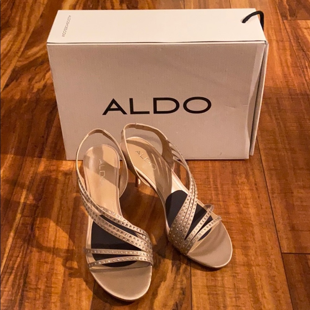 Aldo Champagne Beige Formal Heel Sandals New 7.5